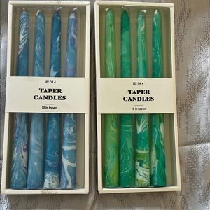 Elegant Swirl Taper Candles Set - Blue and Green